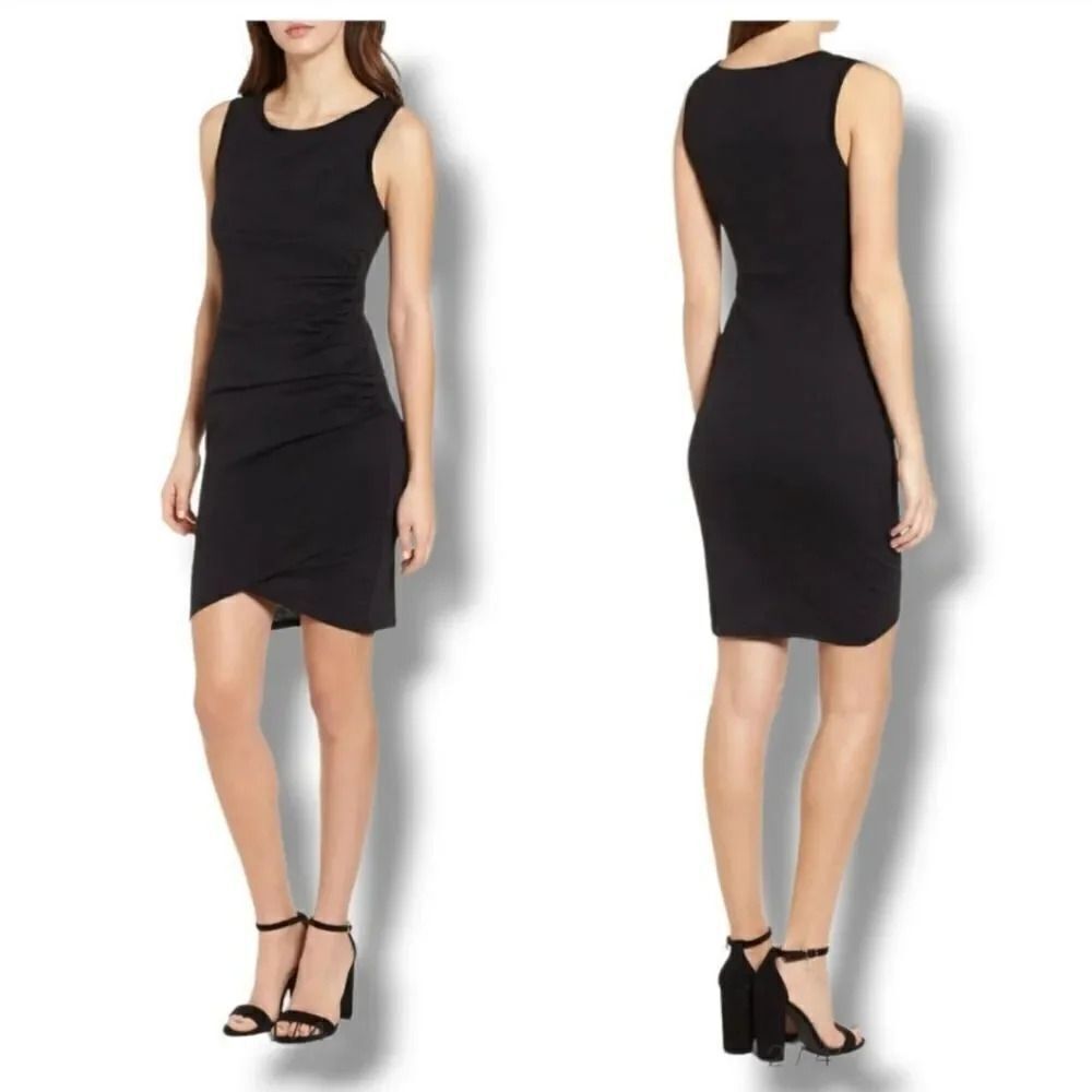 Leith Ruched Body Con Sleeveless Dress in Black Size Small